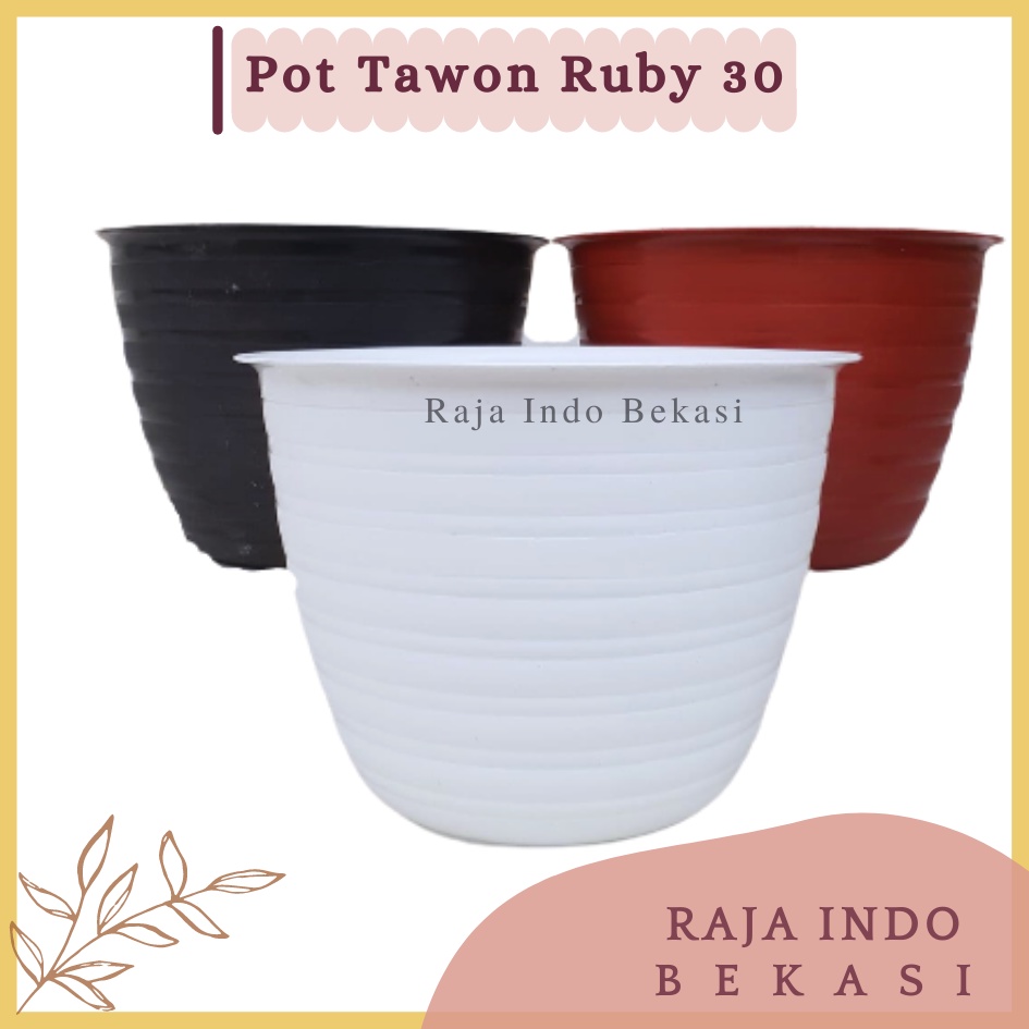 RAJAINDOBEKASI Pot Jm Ruby TAWON 30 Putih Merah Bata Coklat Hitam Hijau 30 CM Motif MADU Pot Bunga Murah Plastik Mirip Tawon Pirus Putih 30 32