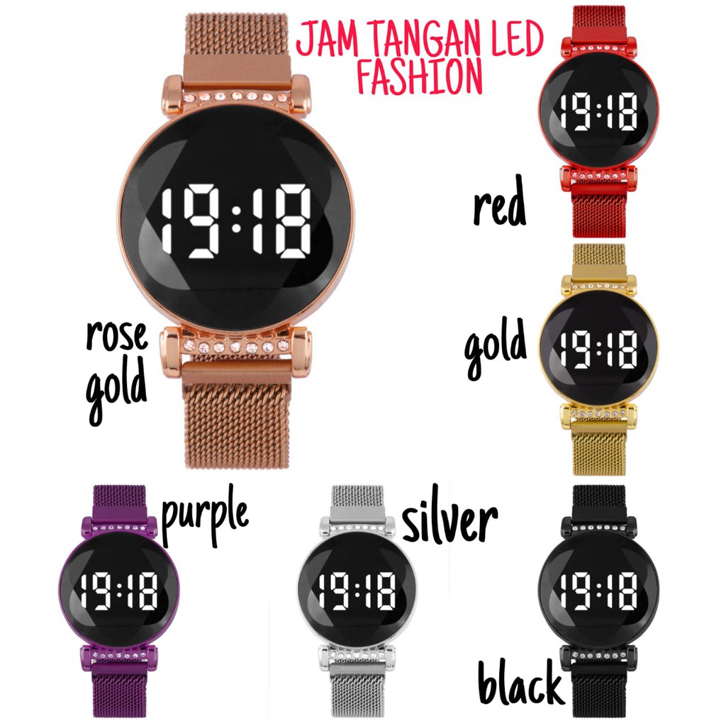 JAM TANGAN LED FASHION WANITA KOREA  / JAM DIGITAL WANITA MAGNET