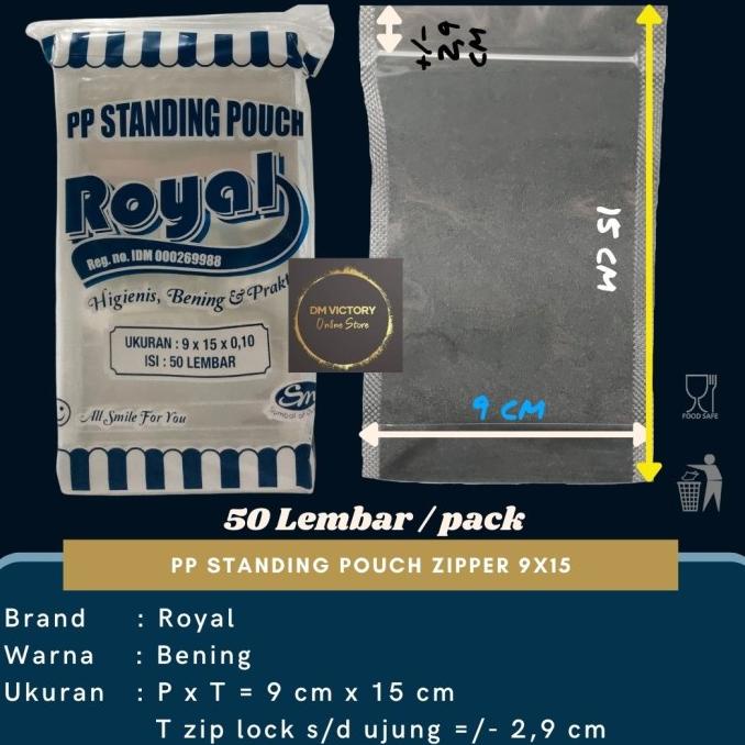 PP Standing Pouch 9x15 isi 50 Lbr / Zipper / Plastik Klip Double Seal
