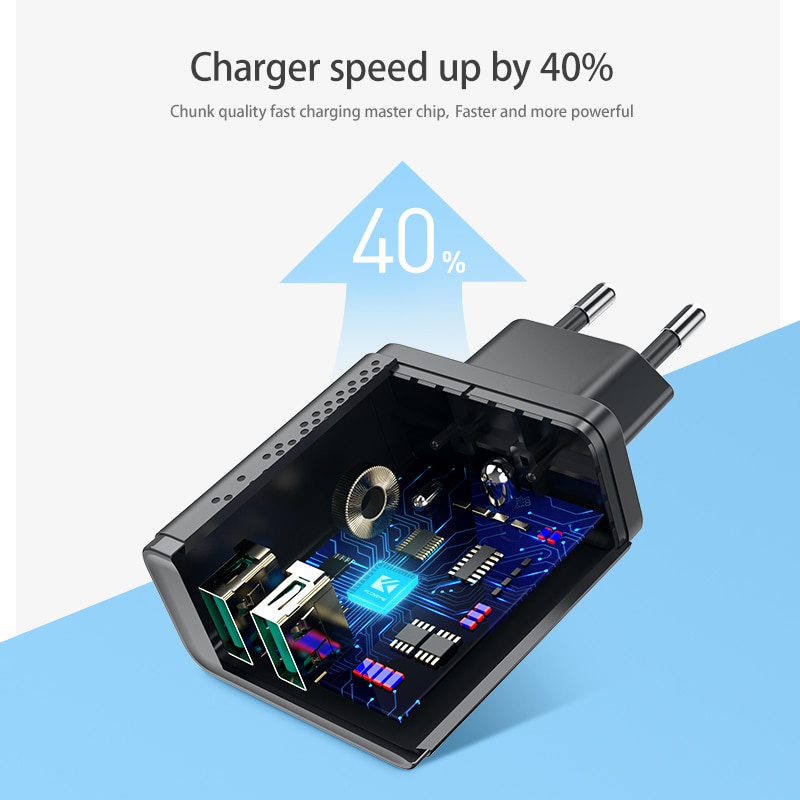 Floveme Charger USB Fast Charging 2 Port 2.4A - D30226 - Black