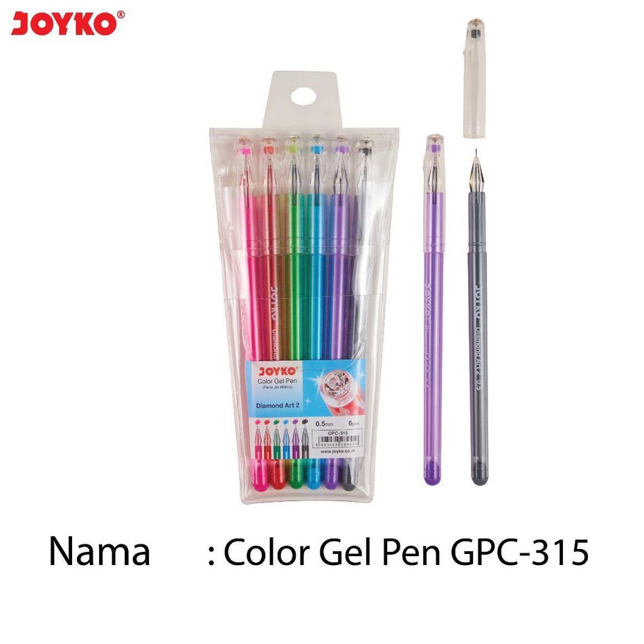 

Joyko Color Gel Pen GPC-315 Set 6 Pulpen Warna Tebal 0.5 Warna Bolpen Jel Colours GPC315