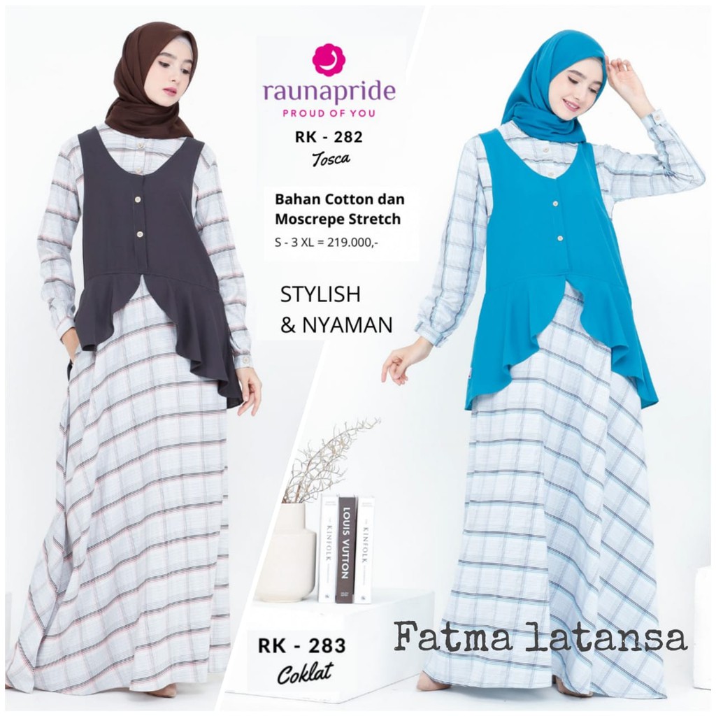 gamis wanita rauna rk 282 / 283 / dress muslim / gamis dewasa / baju wanita / gamis katun