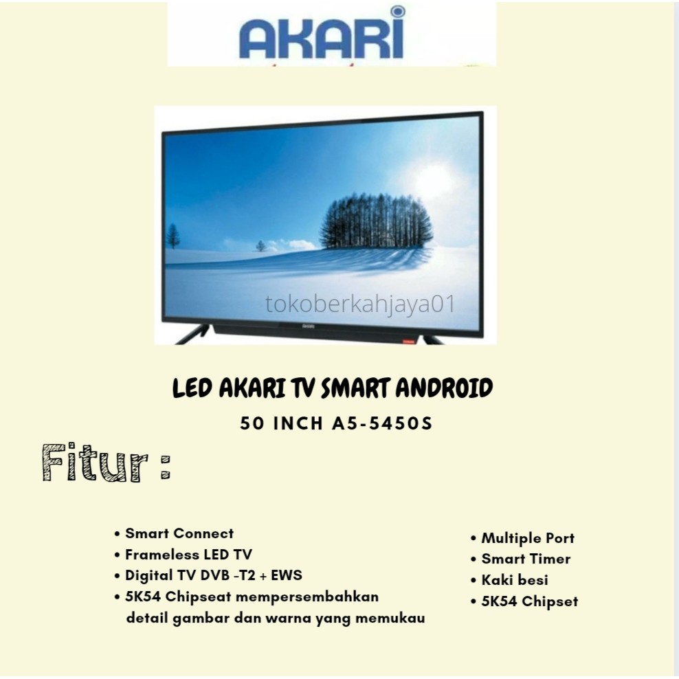LED AKARI TV SMART ANDROID 50 INCH A5-5450S #MURAH