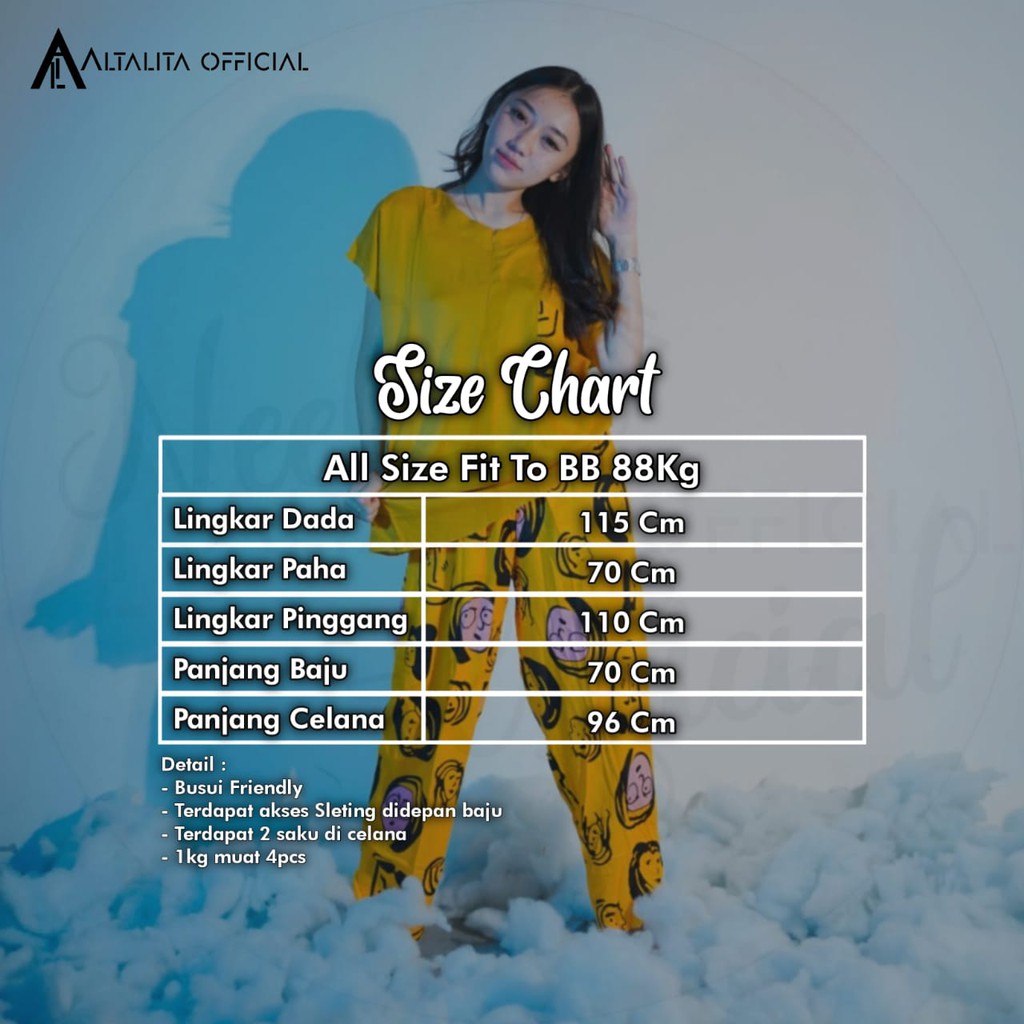 Setelan Piyama Babydoll Lengan Pendek Kekinian Baju Tidur One Set Rayon Premium Wanita Dewasa Busui-1