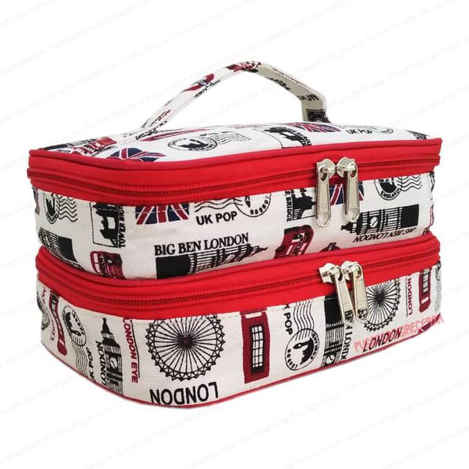 promo WSO London Big Ben Woman Stuff Organizer Tas Kosmetik Kanvas Motif