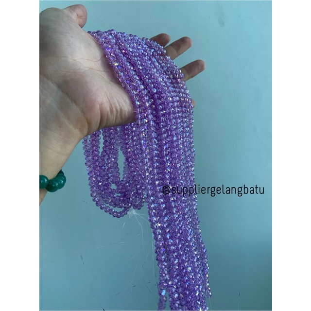 Crystal Ceko 6mm PURPLE QUARTZ ungu bening manik bakpao rondele craft