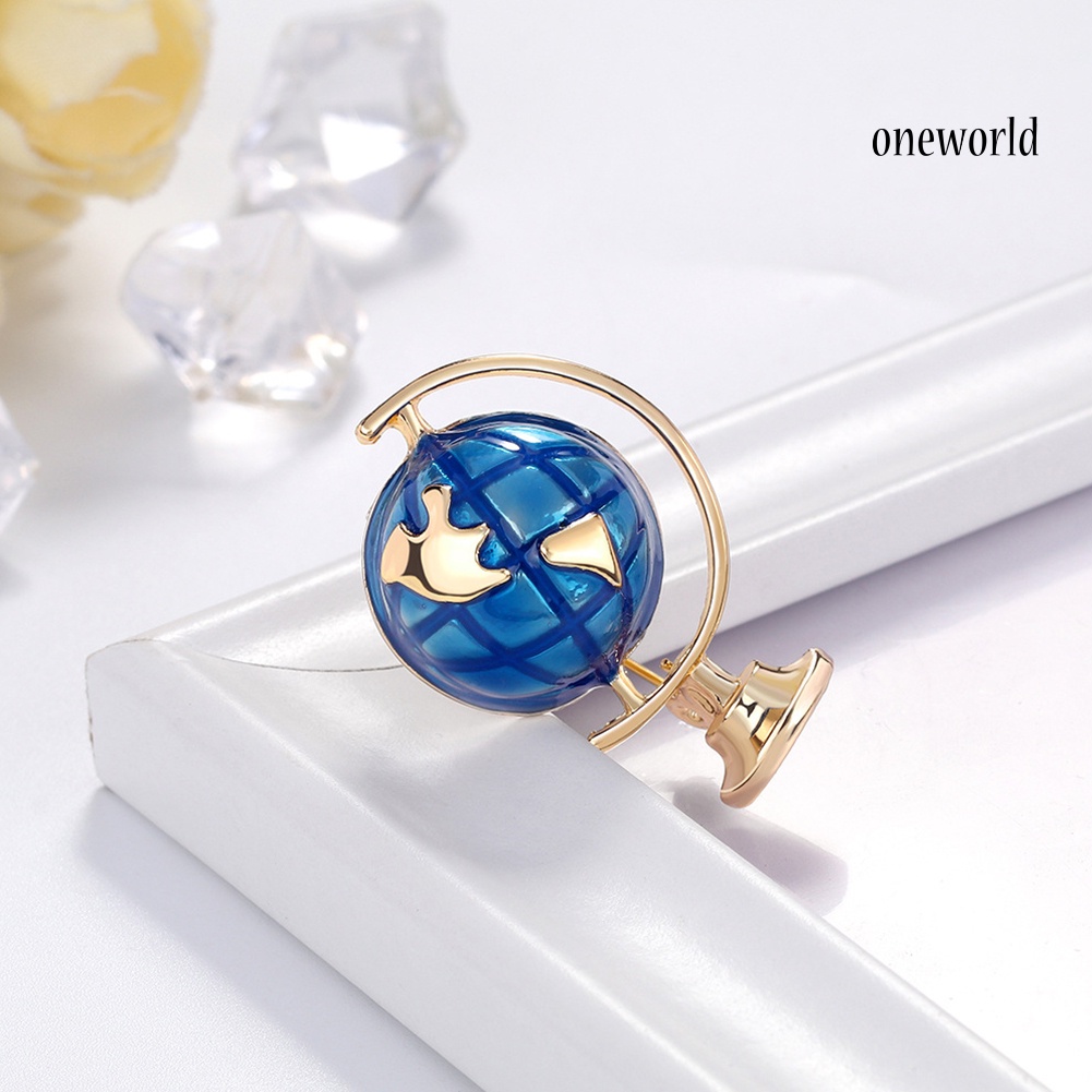 OW@ Fashion Unisex Terrestrial Globe Enamel Brooch Pin Badge Denim Jacket Decor