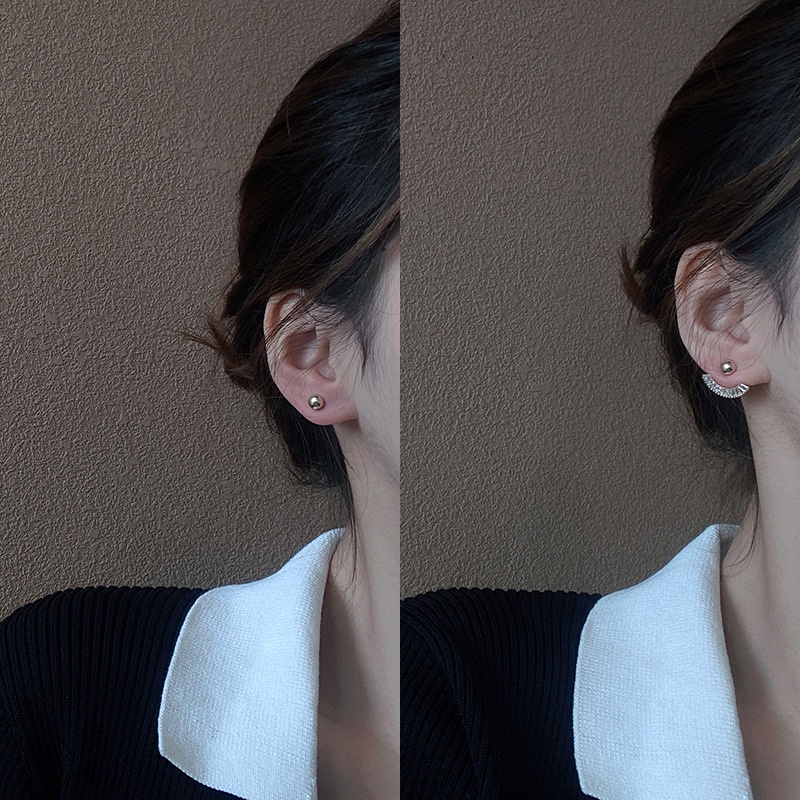 Anting Stud Zircon Bahan S925 Silver Needle Dapat Dilepas Gaya Korea Untuk Wanita