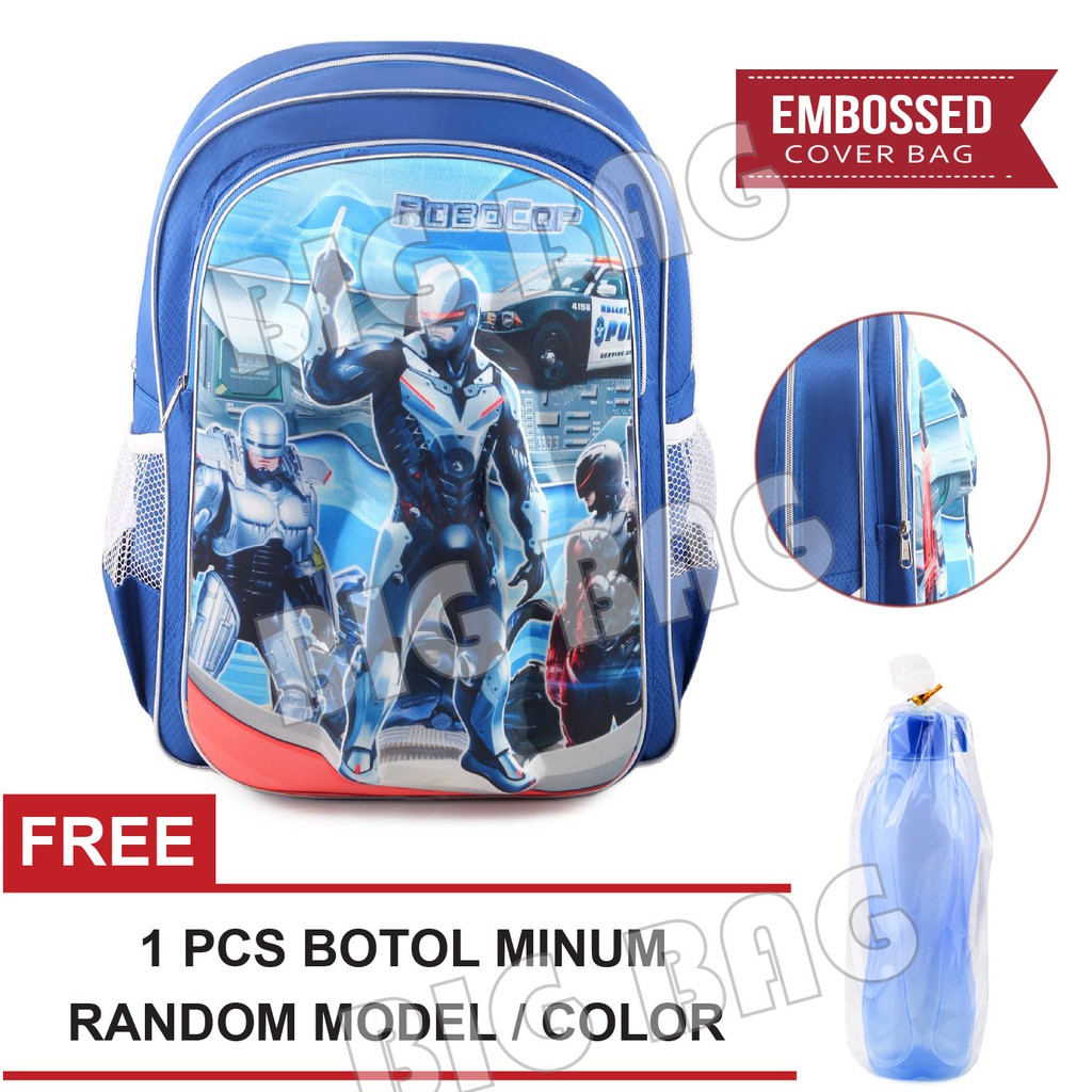 Tas Ransel Anak Laki Laki Karakter - Big Emboss.RTM - BLUE + FREE Botol Minum