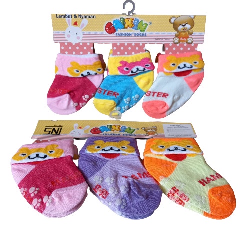 [ SET ISI 3 PASANG ] Kaos Kaki Anti Slip Bayi Motif Lucu Kaos Kaki Bayi