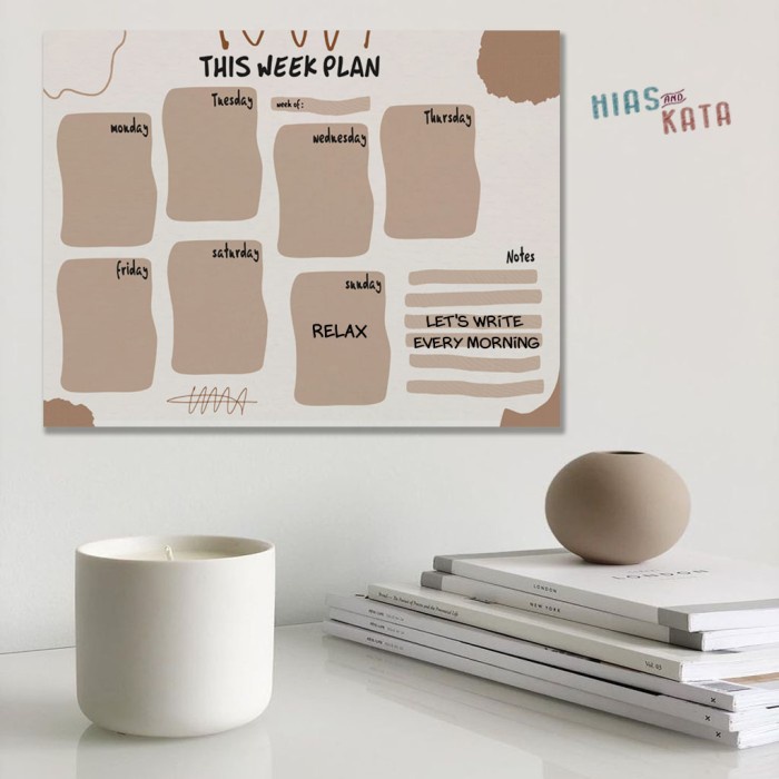 

Trendi Aesthetic Weekly Planner Notes Wall Planner Board (Free 1Pcs Spidol) Gilaa!!!