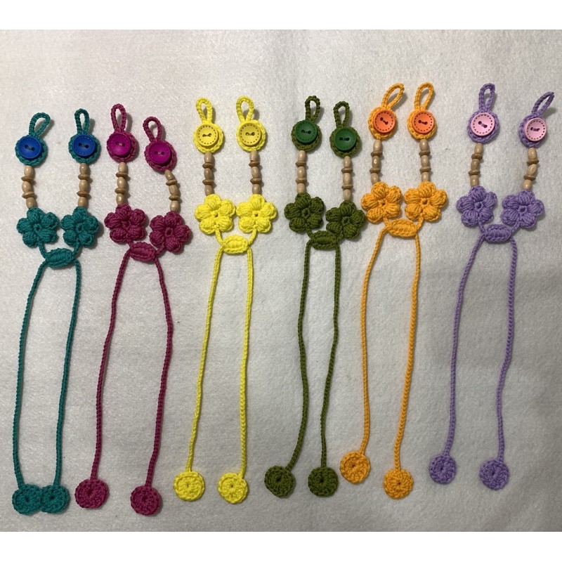 Strap Tali Pengait Masker Rajut 2in1 kancing mute kayu