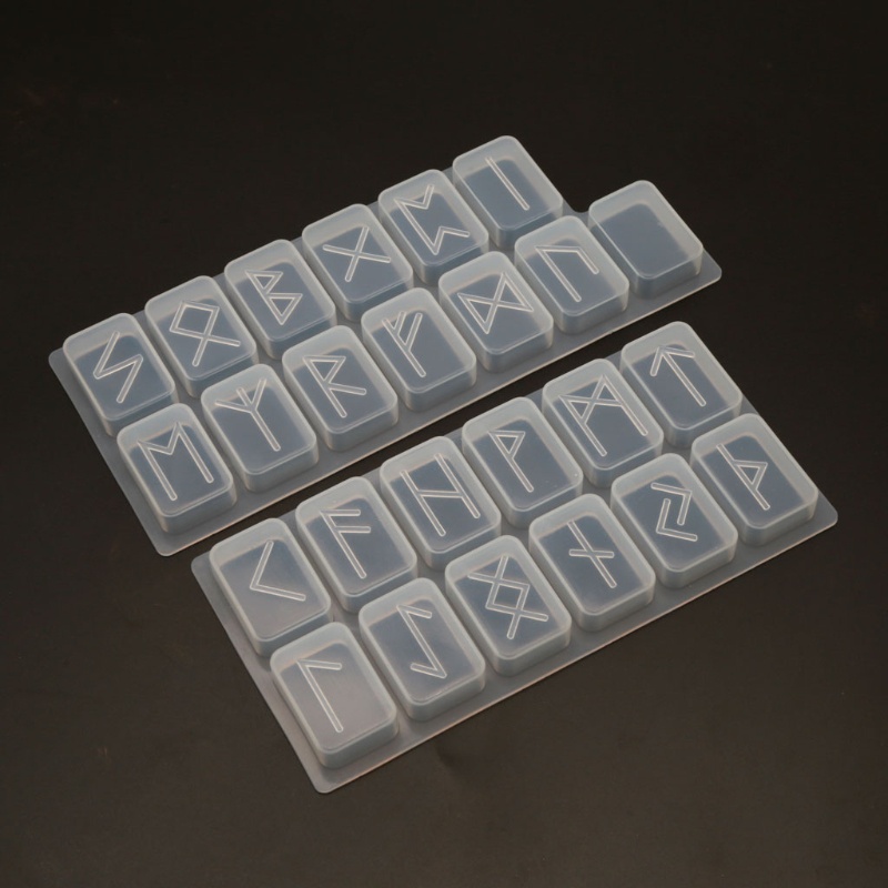 SIY  Rune Stones Wicca Crystals Mold with Engraved Elder Futhark Alphabet Viking Rune Hand Resin Casting Mold Kit Witchcraft