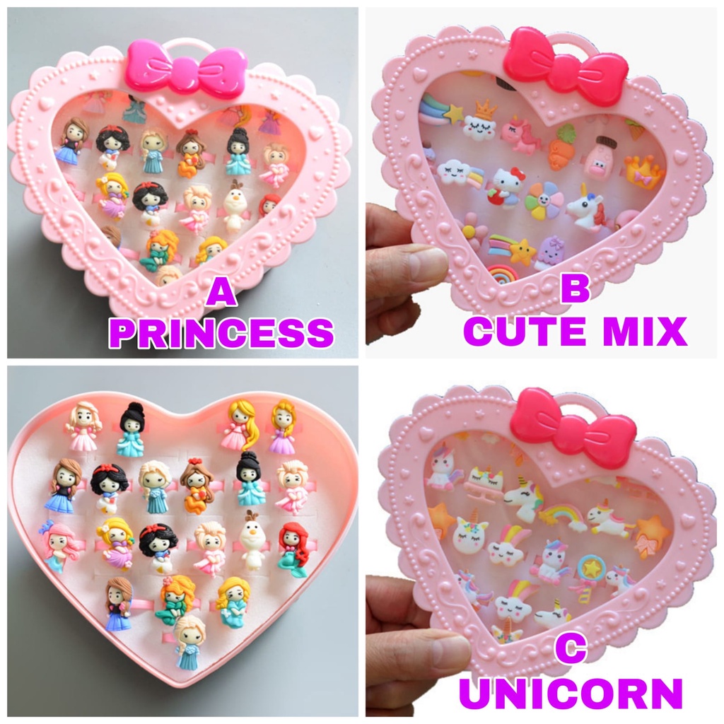 CINCIN ANAK CLAY MOTIF PRINCESS AKSESORIS PRINCES MAINAN ANAK KAWAII LUCU MURAH IMPORT