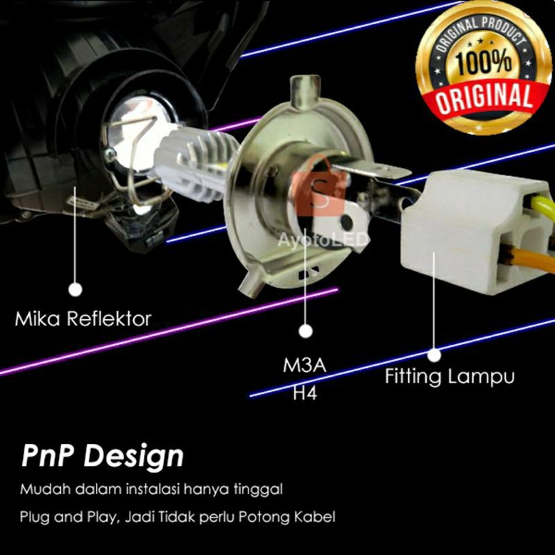 Lampu depan LED semua motor besar H4 ORIGINAL TURBO TERANG dan Scoopy F 1