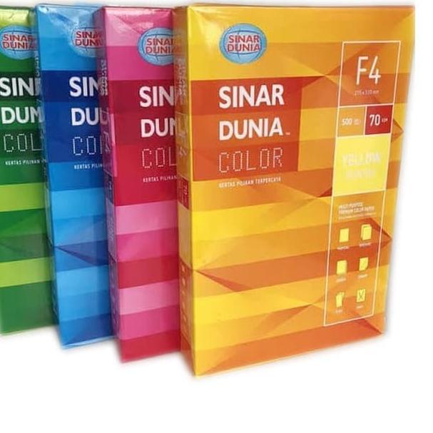 

Big Sale - KERTAS HVS WARNA SIDU SINAR DUNIA A4 -F4 70gr .,