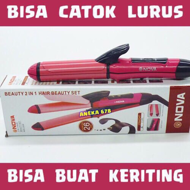 `ღ´ PHINKL `ღ´ Catok nova 2in1 kecil bisa lurus dan keriting pelurus rambut ceramic cepat panas hasil tahan lama