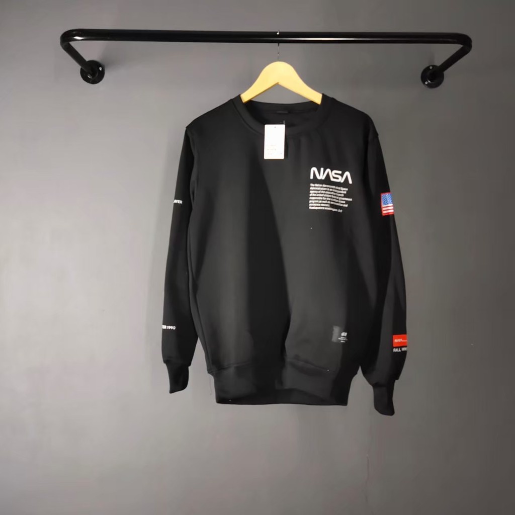 SWEATER NASA BASIS CREWNEK PRIA WANITA TERBARU BLACK EDITION / SWEATER ROUGNEK PREMIUM