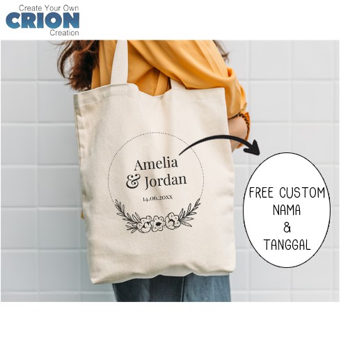 Totebag Blacu - Souvenir/Kado Pernikahan - Bisa Custom Nama - By Crion