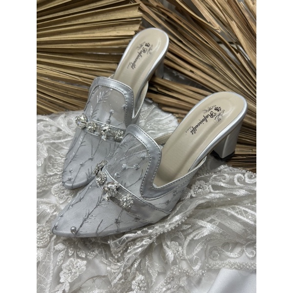 sepatu pengantin wanita maura silver tinggi 7cm tahu