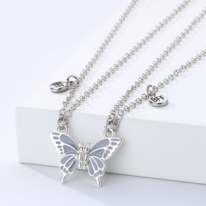 2pcs / Set Kalung Magnet Butterfly BFF Untuk Pria Dan Wanita