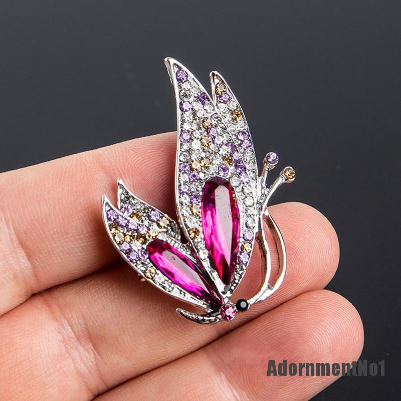 (Adornmentno1) Bros Pin Gaya Korea Motif Bunga Aksen Kristal Bahan Alloy Untuk Aksesoris Wanita