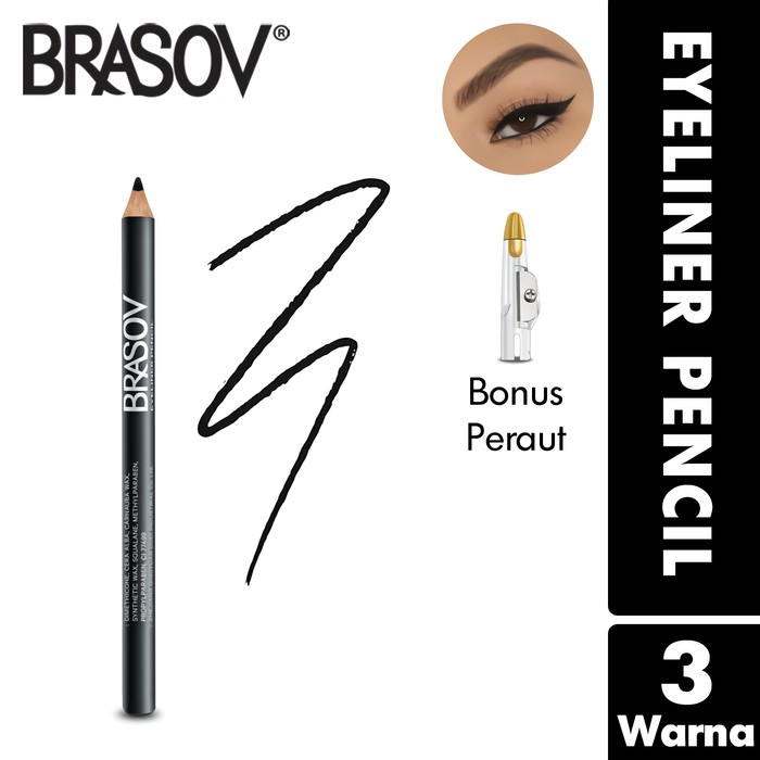 BRASOV Kosmetik / Makeup Pensil Eyeliner Netto 1.1 G Dengan Serutan Black Eyeliner Pencil