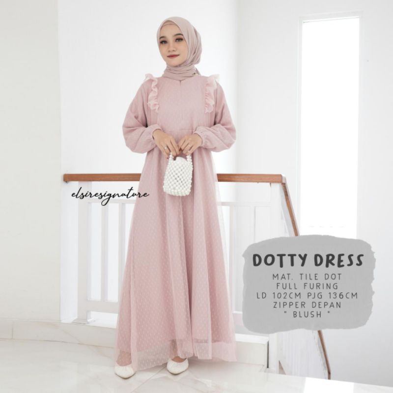 Dotty Dress ELSIRE - Dress pesta brukat tile bahan shakila ELSIRE