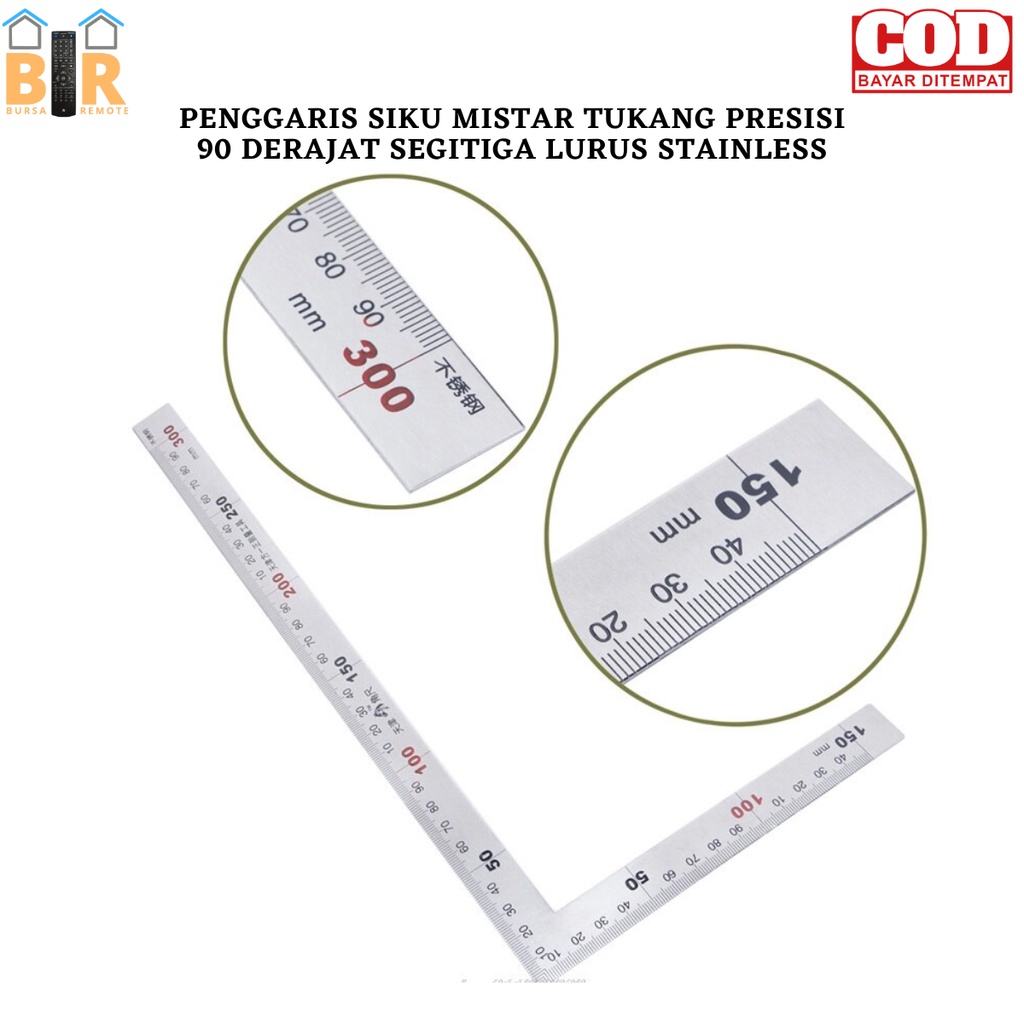 

Penggaris Mistar Siku 90 Derajat Stainless Angle Ruler Segitiga Lurus