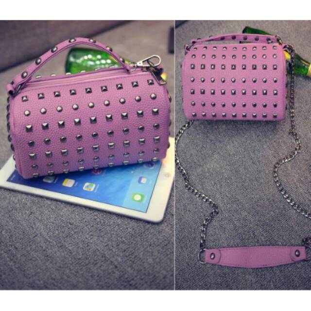 TAS TABUNG STUD CLUTCH SELEMPANG IMPORT BAG FASHION