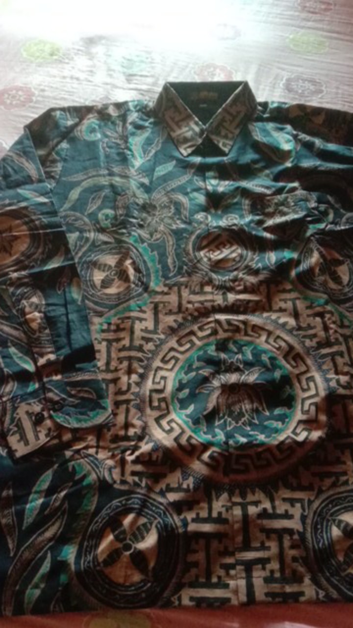 Kemeja Batik Pria Lengan Panjang Mahardika Navy Full Furing Baju Hem Atasan Premium Modern Katun