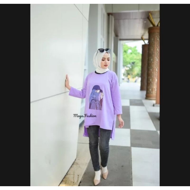 Baju Atasan Oversize Wanita/ Kaos Sablon Unik/ Tunik Jumbo Lengan Panjang/ Baju Sablon Terbaru 2022/ Baju Atasan Wanita Kekinian/ Baju Simple Trendy 2022