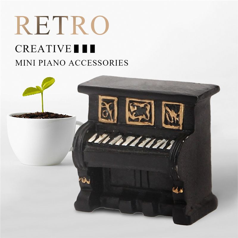 Vintage Old Creative Resin Mini Piano Small Ornaments Desk