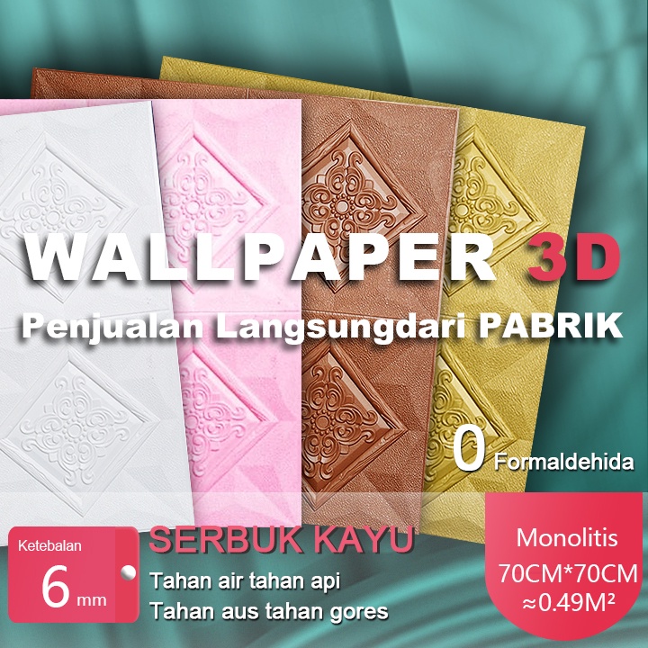 [COD Beli 10 Gratis 1] 70*70cm 6mm Wallpaper Dinding Foam 3D Stiker Ding Ding Timbul Mewah Wallfoam 