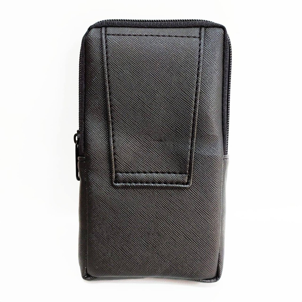 Sarung hp 6,5 inc Dompet Tas Pinggang Cover Handphone 2 Slot Full Black