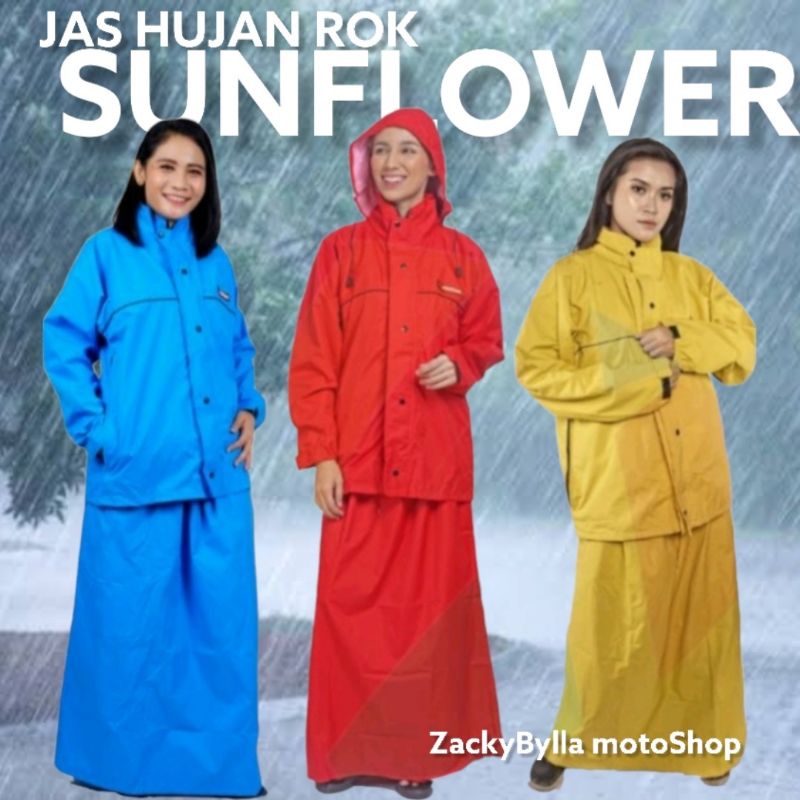 Jas Hujan Wanita SUNFLOWER ROK / Ladies / Women Raincoat / Muslimah