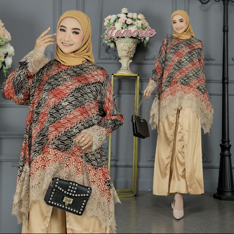 SET BATIK + KULOT SUTERA + TUNIK LACE VISCOSE PREMIUM / SEMI SUTRA