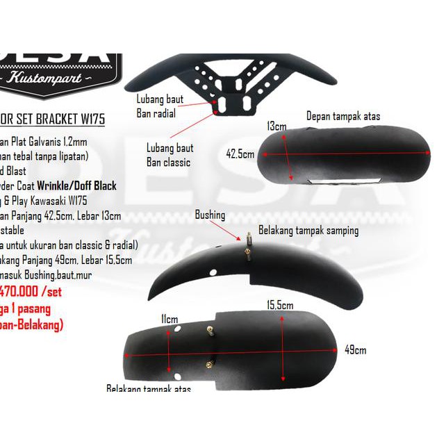 【VIRAL】 Spakbor Kawasaki W175 Set Custom ❈