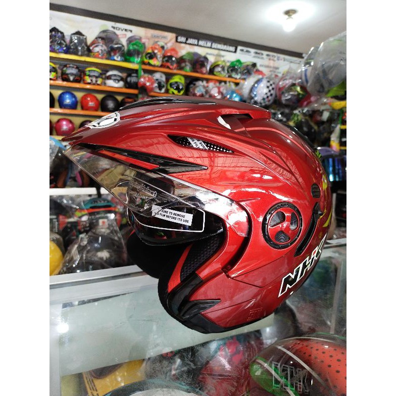 Helm NHK Aviator red maron double visor