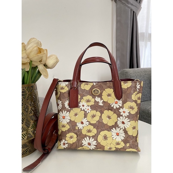 Coach Willow Tote Bag 24 with Floral Print