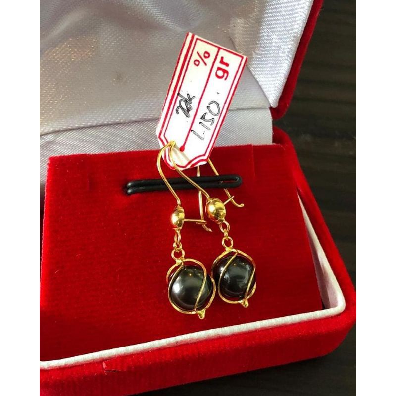 ANTING PALOMA EMAS MUTIARA LAUT BERSERTIFIKAT|MUTIARA LAUT HITAM|ANTING EMAS SIMPLE MUTIARA ASLI