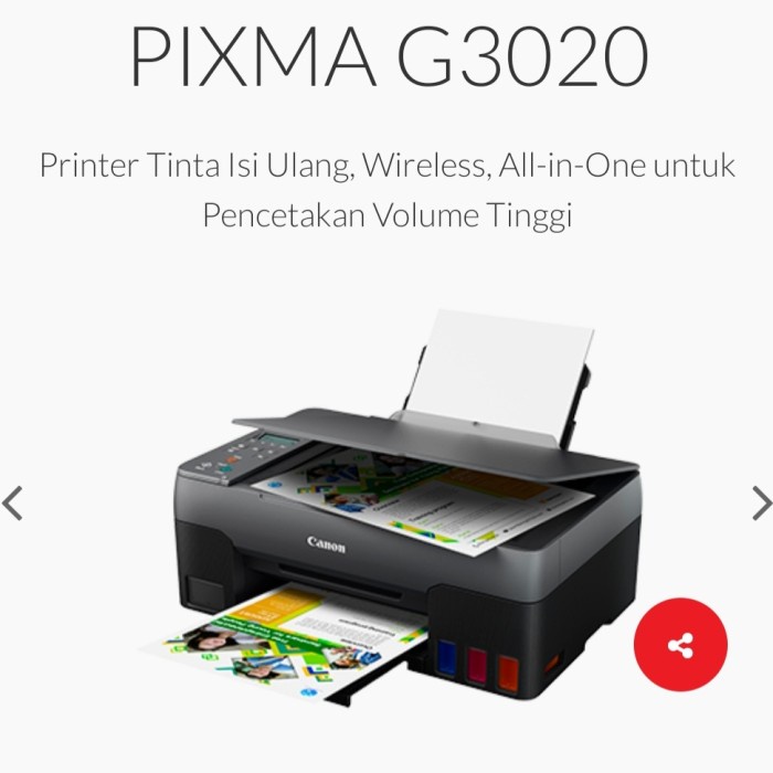 PRINTER CANON PIXMA G3020 / G 3020 PRINT SCAN COPY WIFI ALL IN ONE - GARANSI RESMI