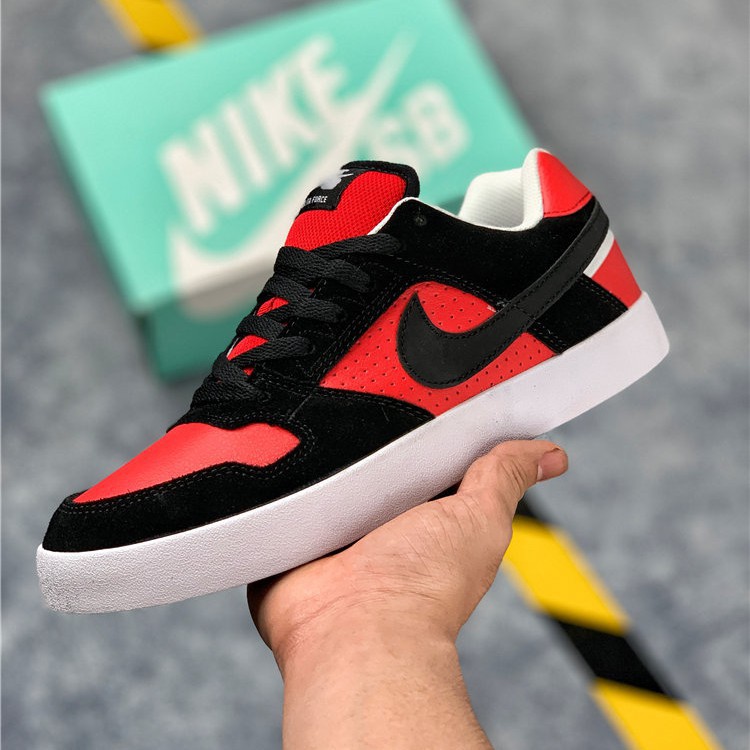 nike dunk low black red