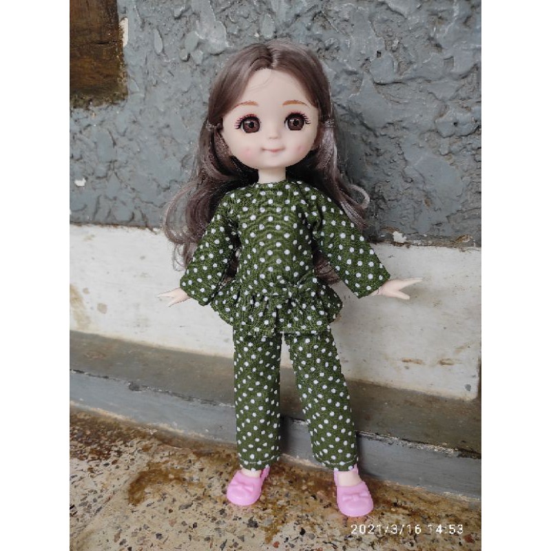 mainan anak baju boneka barbie setelan piyama panjang doll 30cm