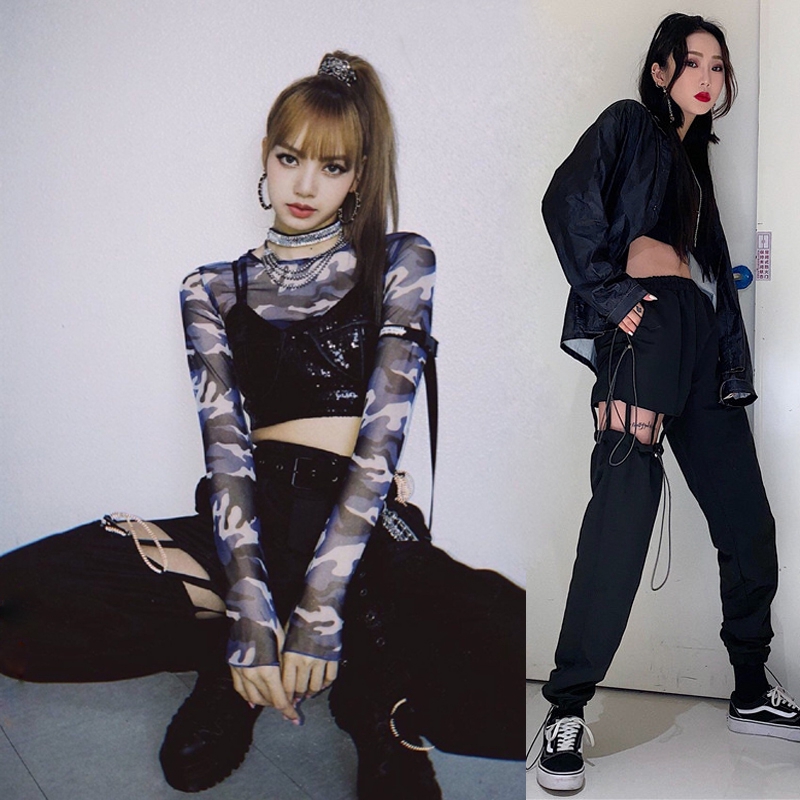  Celana  Cargo  Model Asimetris Gaya Hip Hop Blackpink Lisa 