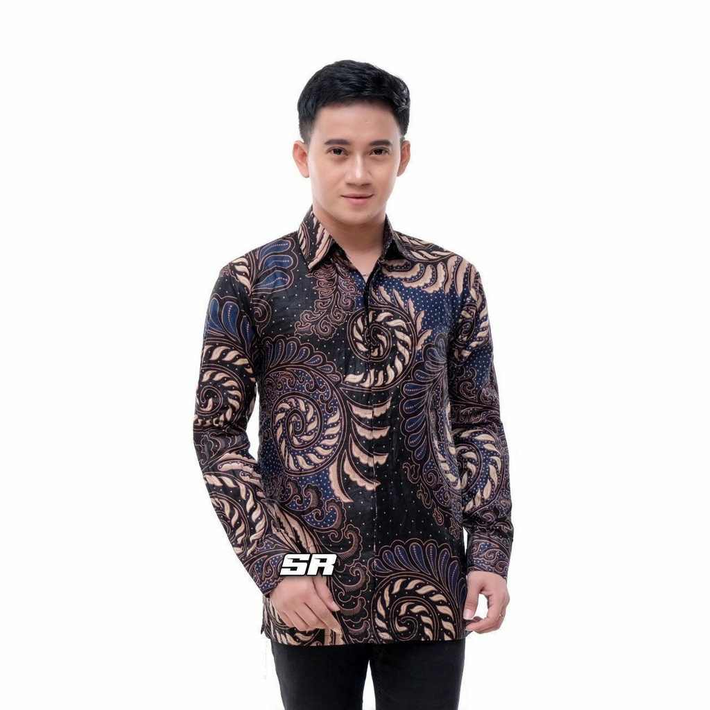 Kemeja Batik Pria Lengan Panjang Batik Puser Merah Navy Hijau Modern Exclusive