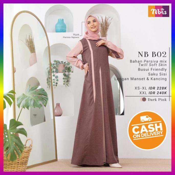 BAJU DRES DRESS GAMIS NIBRAS WANITA PROMO TERBARU 2021 SYARI DARK PINK DFHBF61662