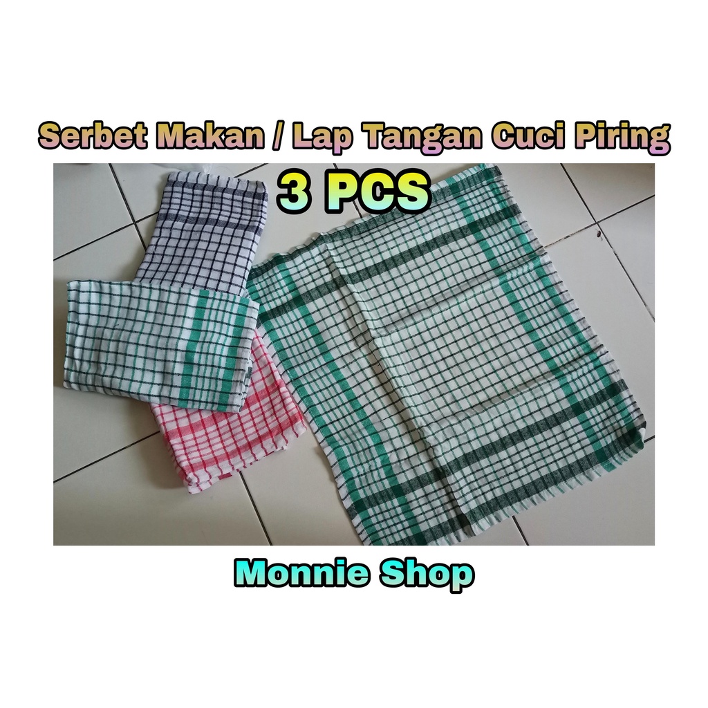 Serbet Makan Isi 3 Pcs / Kain Serbet Kain Lap Serbet Dapur 3Pcs
