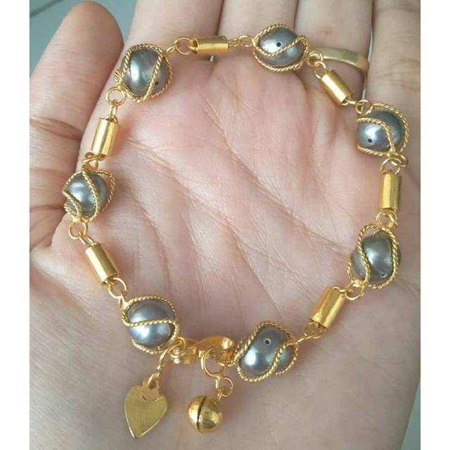Gelang mutiara kurung bambu