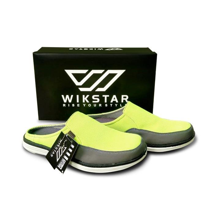 Premium Product Sepatu Sandal Pria Selop Bustong Tutong Hijau Stabilo Lis Abu Sporty - Paling Dicari